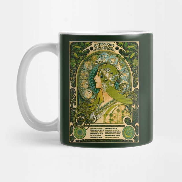 Emerald Green Astrology Poster | Alphonse Mucha by visionarysea